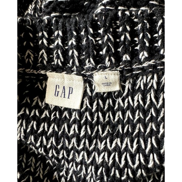 Gap Cable Knit Sweater Marled Black White L am - Picture 6 of 6